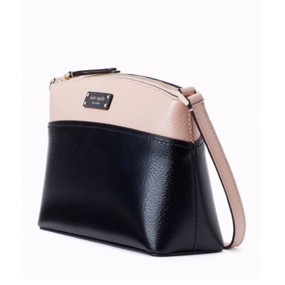 Kate Spade Leather Black & Pink Crossbody Bag Pebbled Adjustable Strap NWOT - Picture 2 of 16